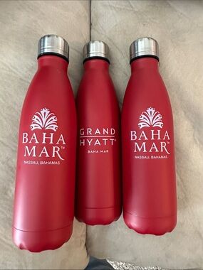 Grand Hyatt Baha Mar Red Stainless Water Bottles (Set of 3)